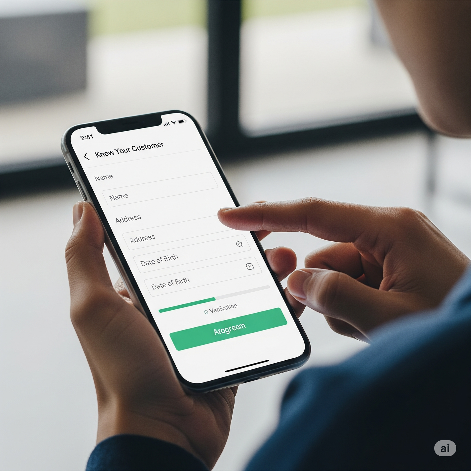A person completing a digital KYC process on a smartphone